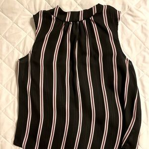 Who What Wear High Neck Black Striped Sleeveless S